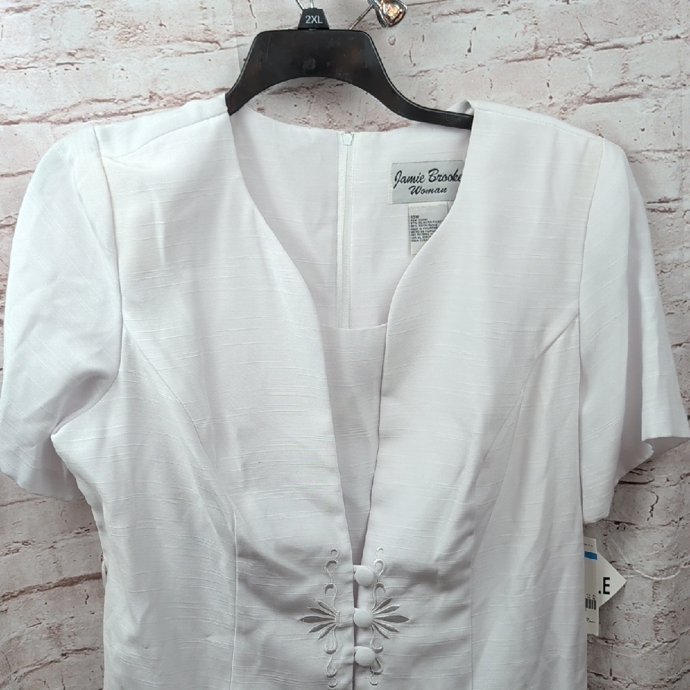 Jamie Brooke White Dress 16w New Nwt - Picture 1 of 4